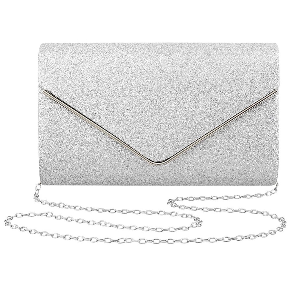 Silver sparkling clutch